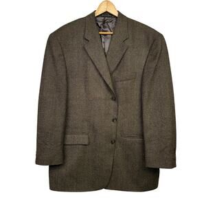 Ralph Lauren Lambswool Blazer Sports Coat Size 46R Black Label Brown Tan Jacket